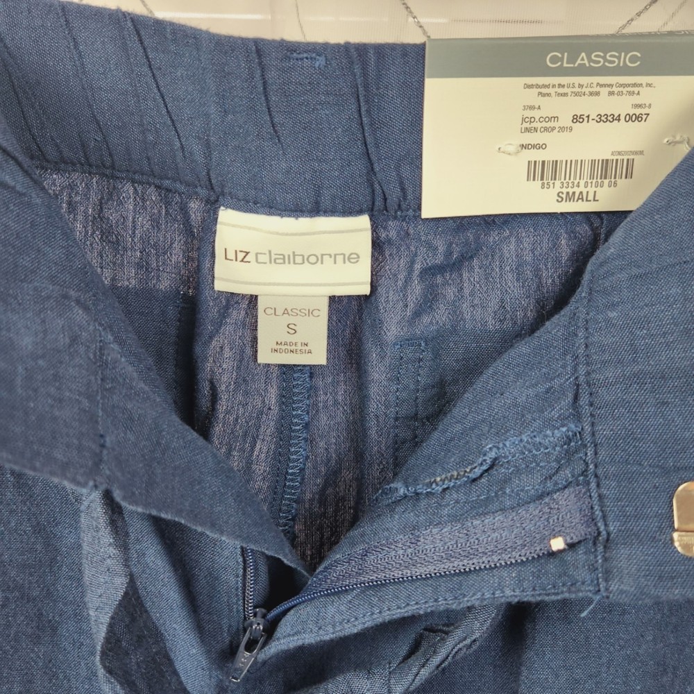 Liz Claiborne Navy Linen Crop Capris Pants NWT - Picture 5 of 5